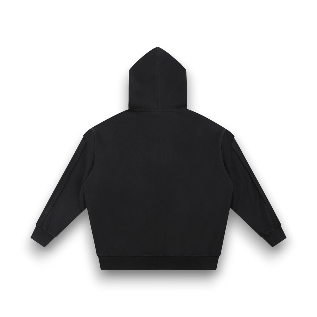 RB Contrast Tape Raw Edge Double Layered Zip Hoodie