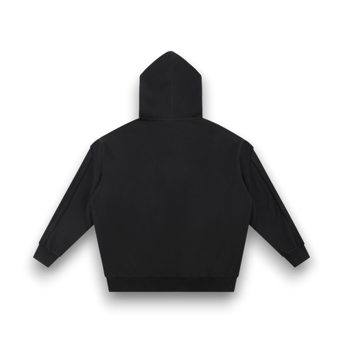 RB Contrast Tape Raw Edge Double Layered Zip Hoodie