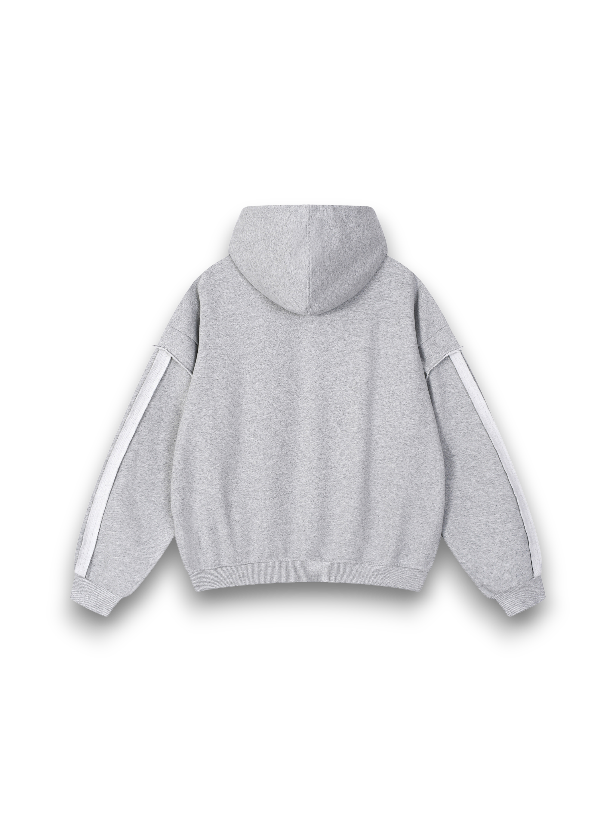 RB Contrast Tape Raw Edge Double Layered Zip Hoodie