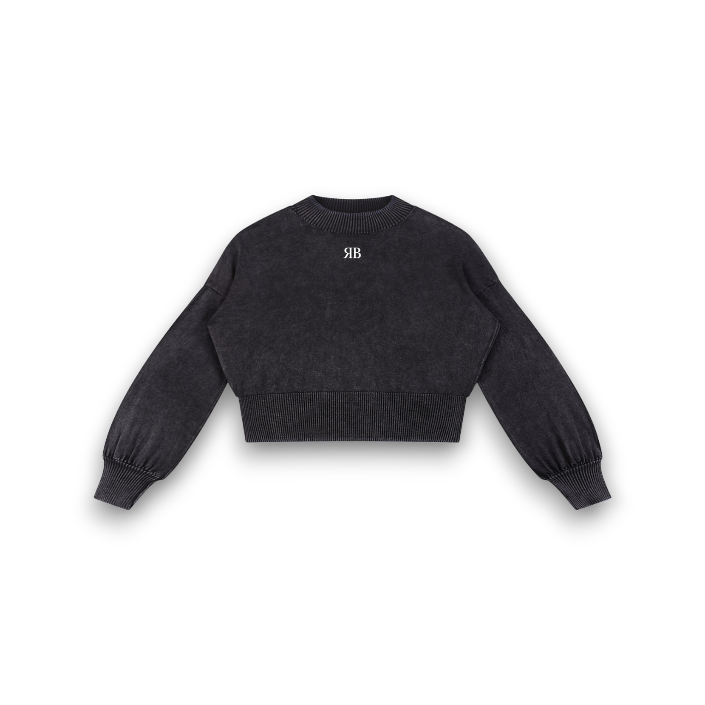 RB Mineral Wash Balloon Sleeve Cropped Sweater