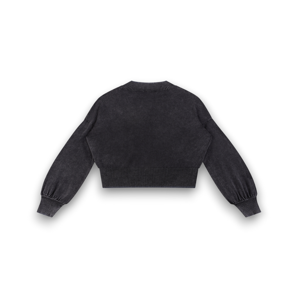 RB Mineral Wash Balloon Sleeve Cropped Sweater