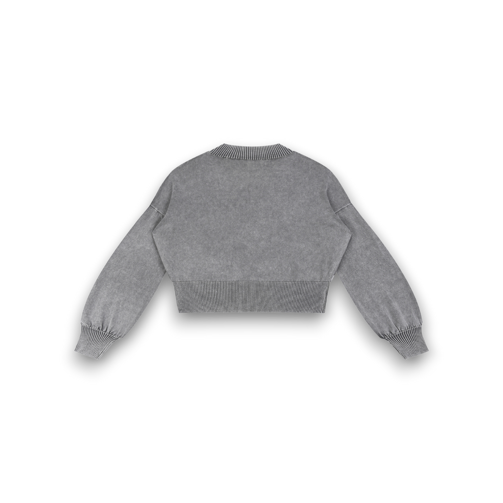 RB Mineral Wash Balloon Sleeve Cropped Sweater