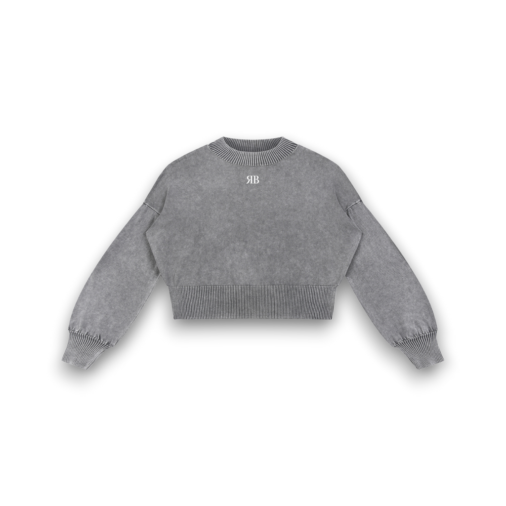 RB Mineral Wash Balloon Sleeve Cropped Sweater