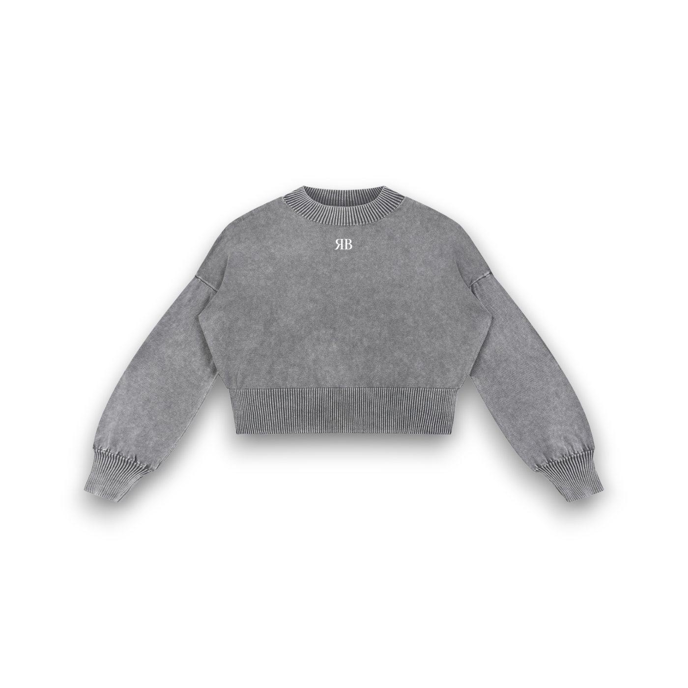 RB Mineral Wash Balloon Sleeve Cropped Sweater