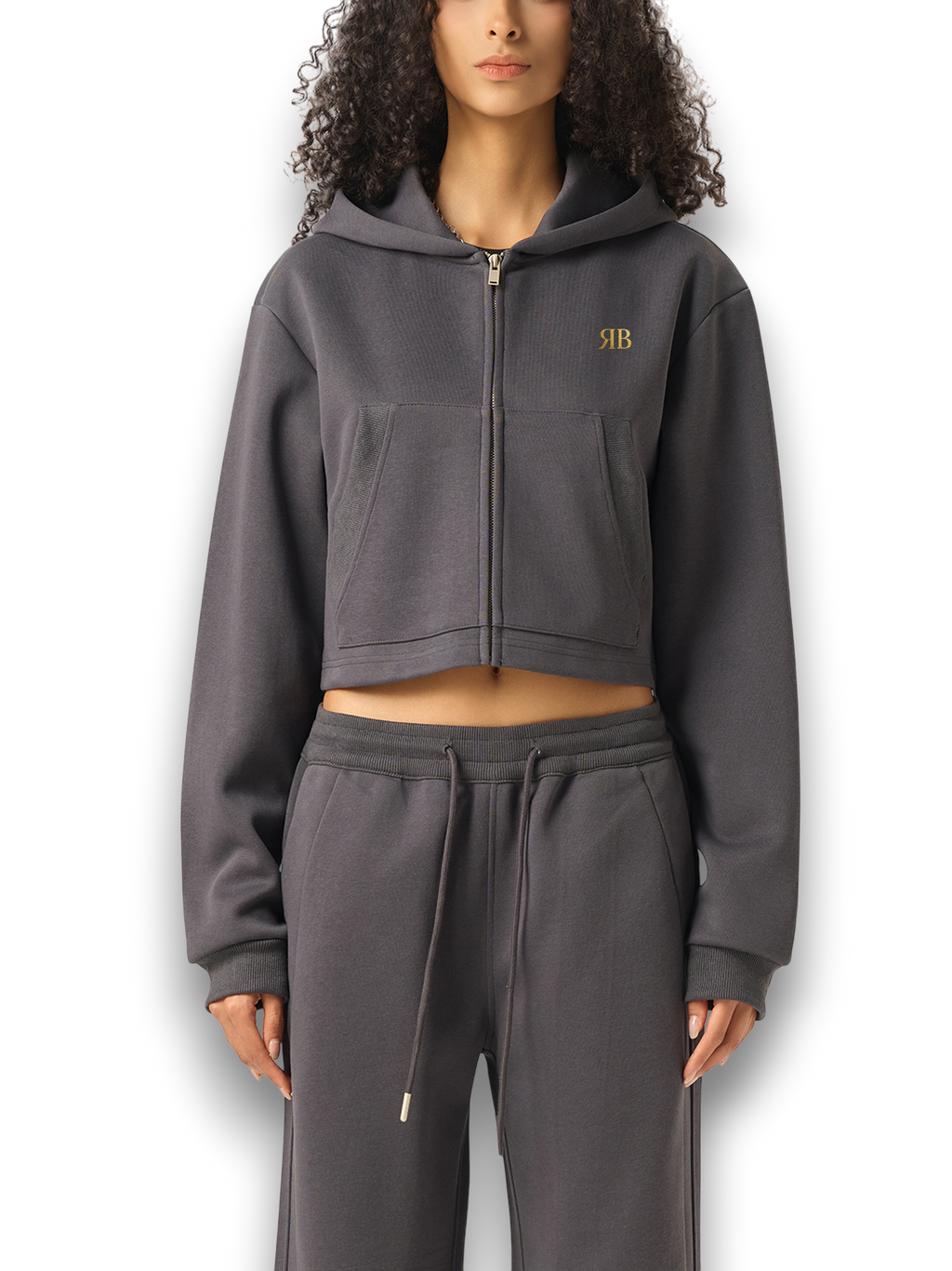 RB Cropped Zip-Up Hoodie