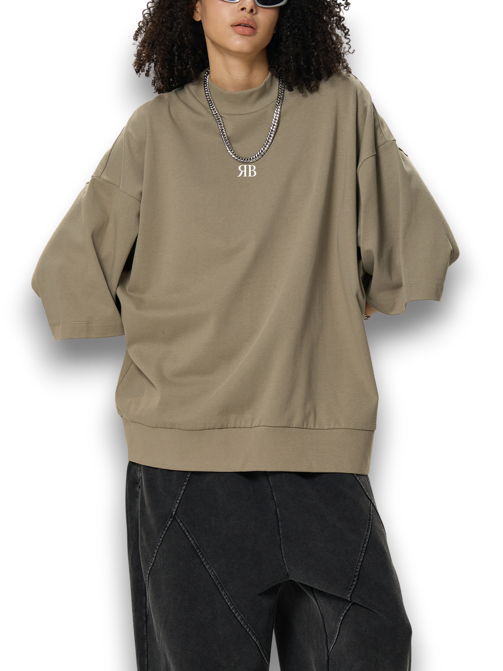 RB Heavyweight Oversized Mock Neck W Tee