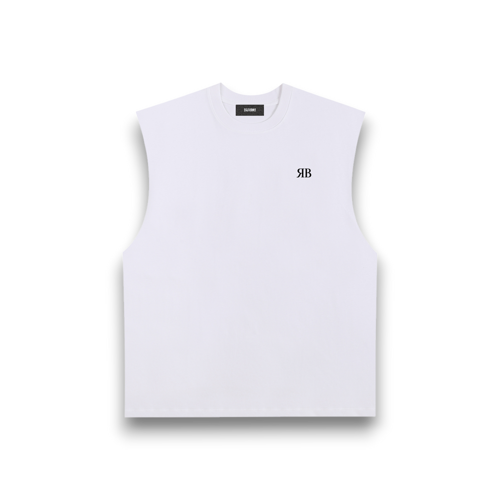 RB Raw Edge White Tank Top