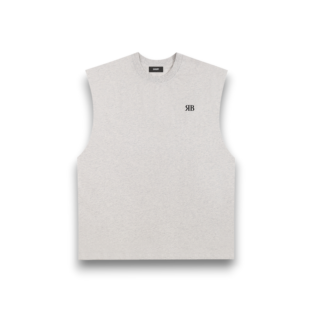 RB Raw Edge Flower Gray Tank Top