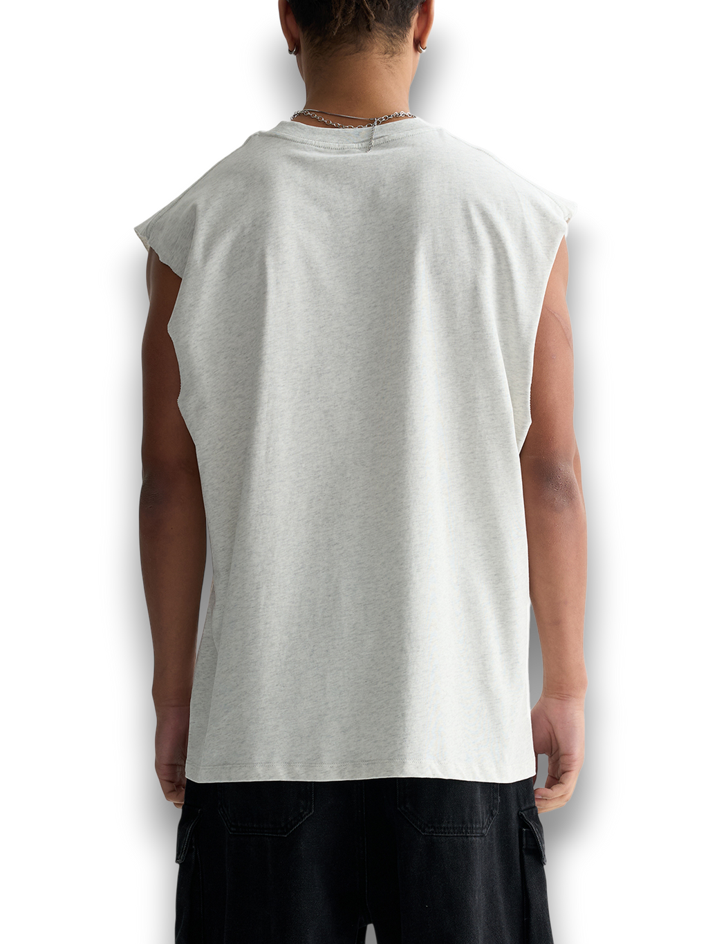 RB Raw Edge Flower Gray Tank Top