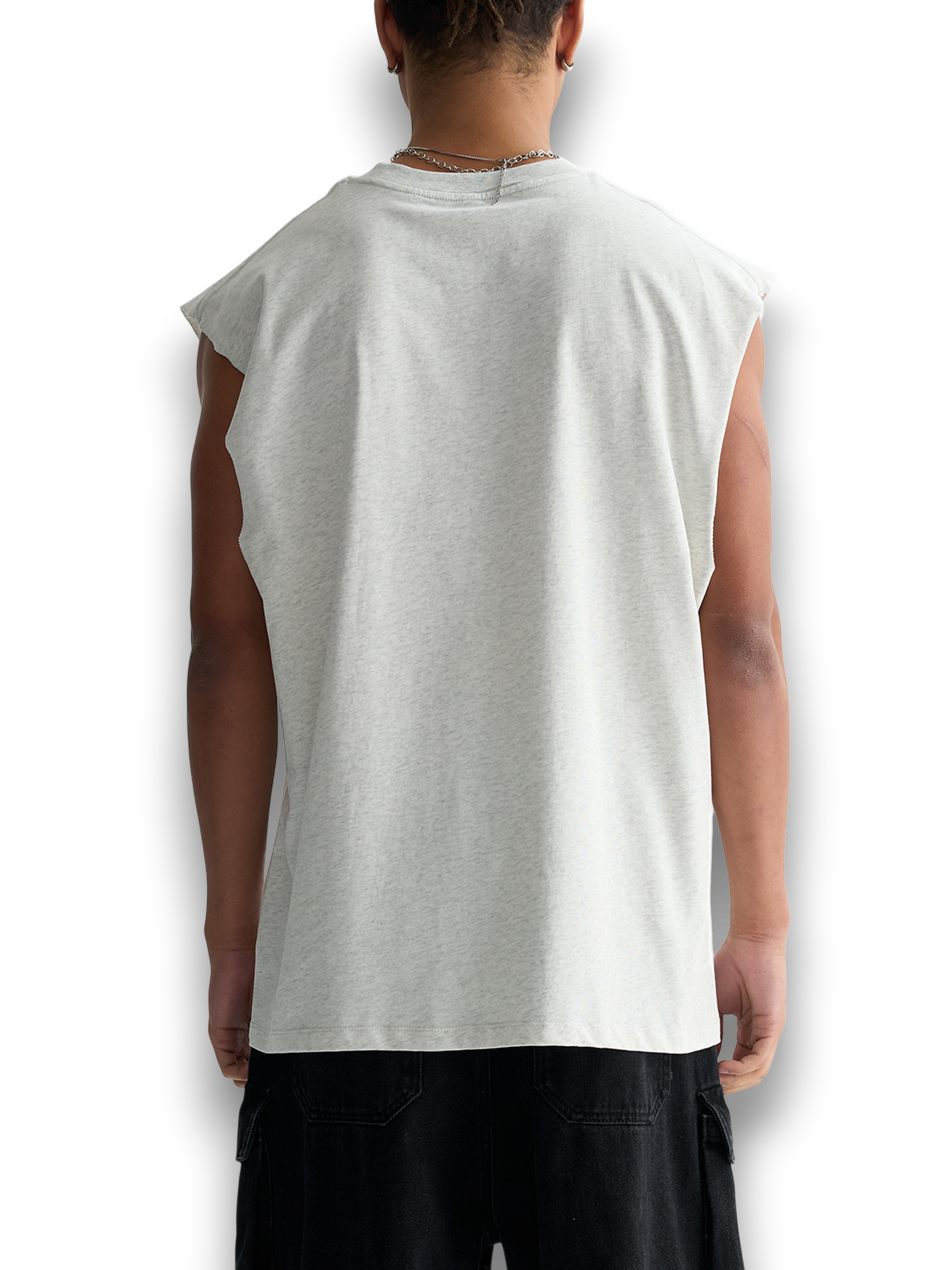 RB Raw Edge Flower Gray Tank Top