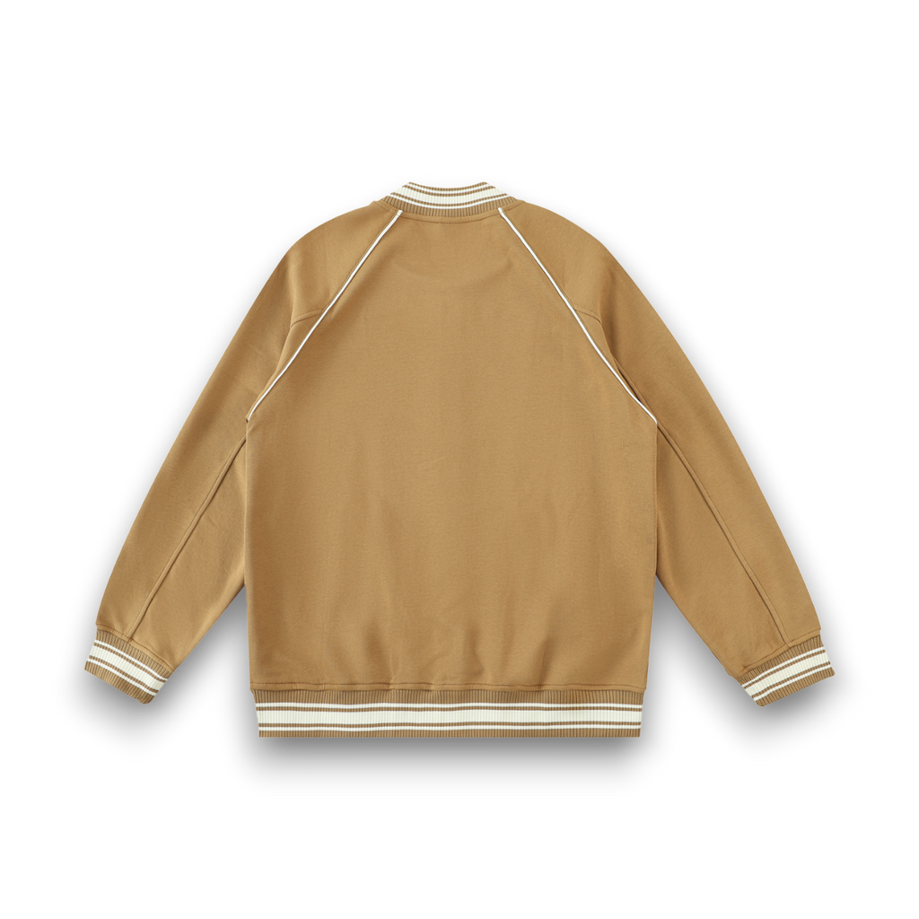 RB Contrast Trim Raglan Varsity Brownie Jacket
