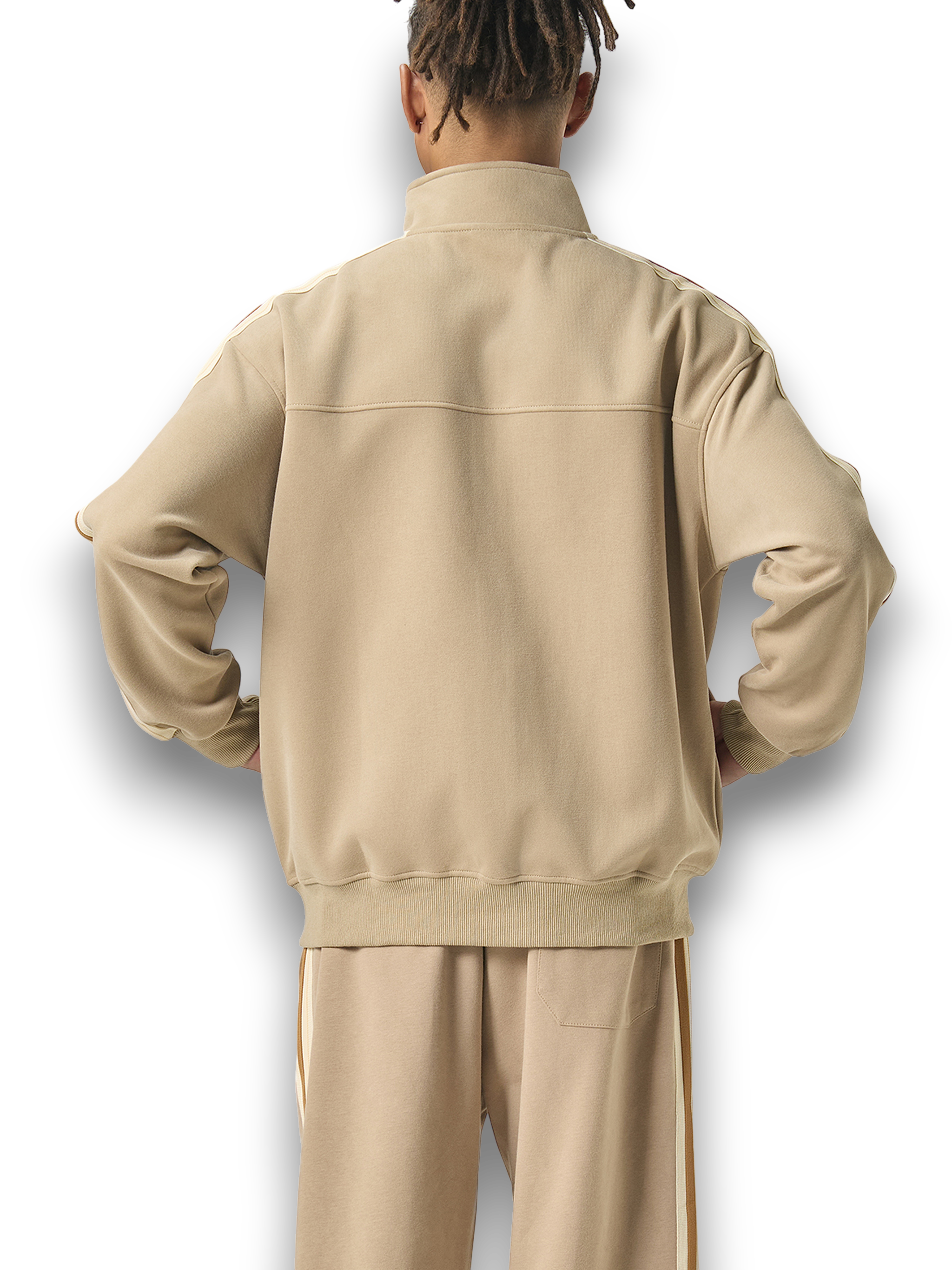 RB Side-Stripe Stand Collar Sand Jacket