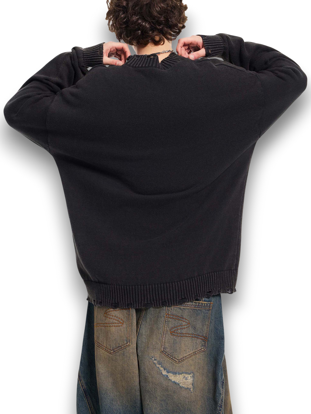 RB Washed Hand Frayed Sweater