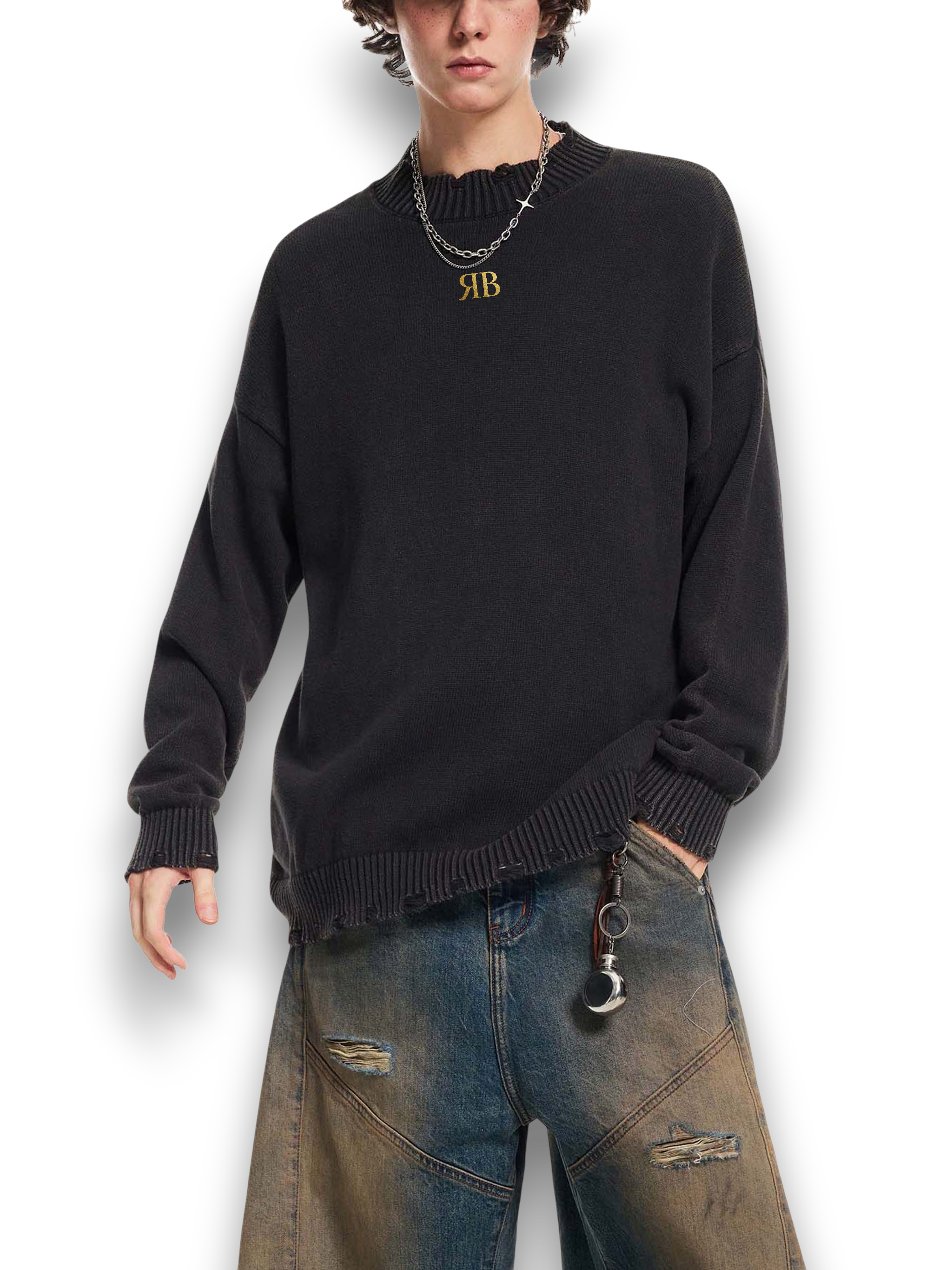 RB Washed Hand Frayed Sweater