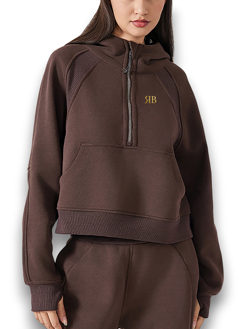 RB Cropped Half Zip Hoodie