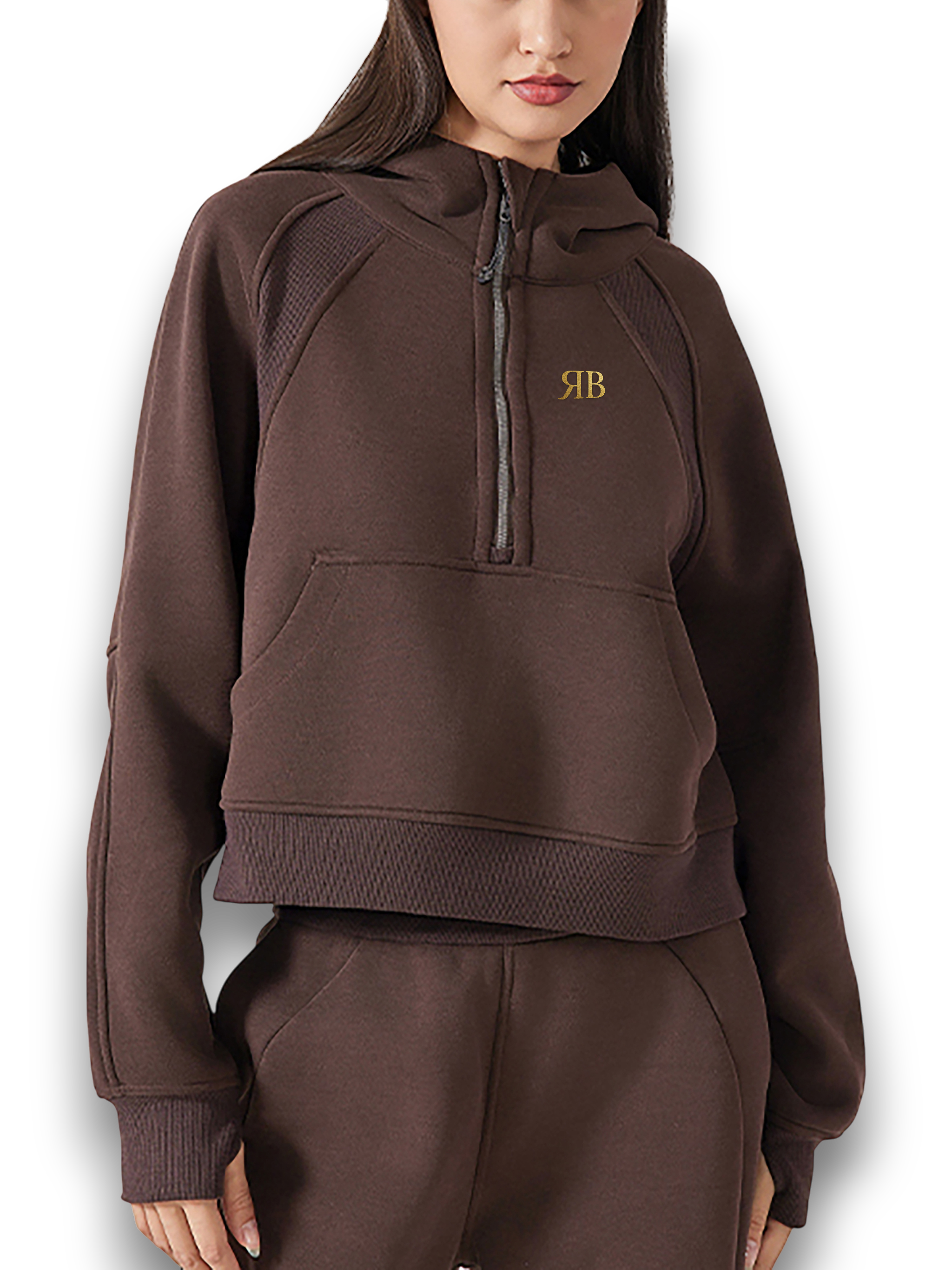 RB Cropped Half Zip Hoodie