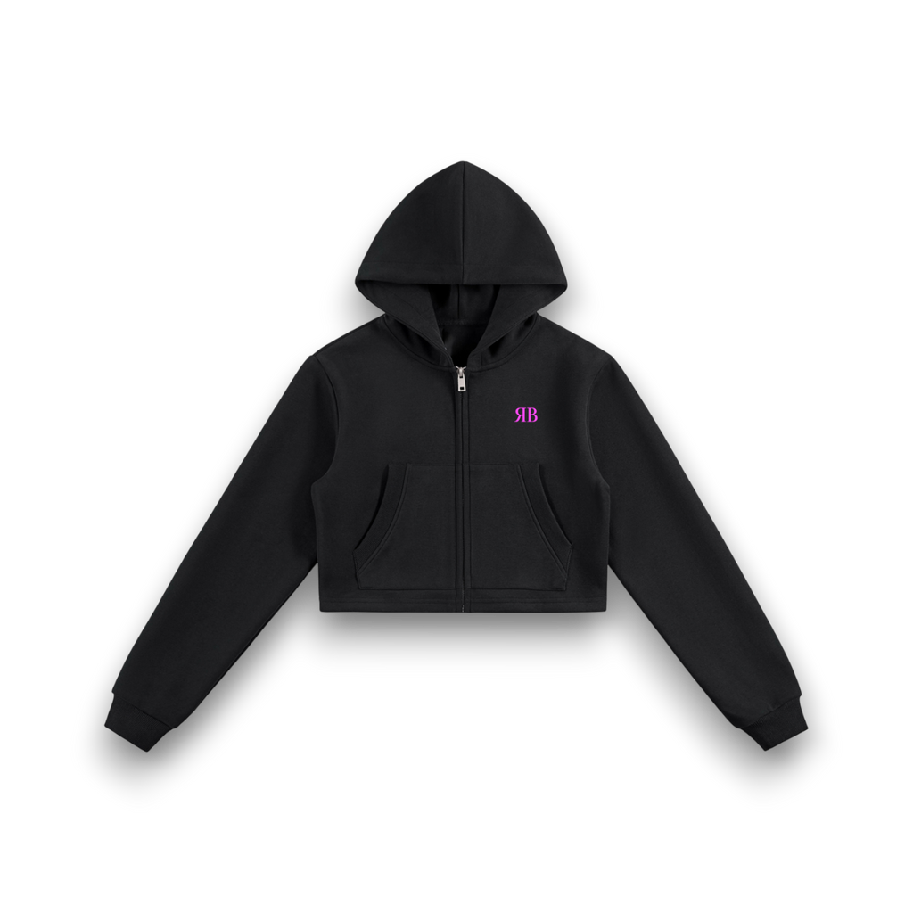 RBx Bunny Nonchalant Women Cropped Zip-Up Hoodie