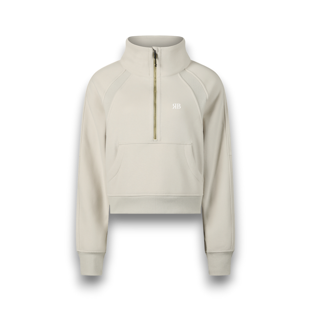 RB Cropped Sand Half Zip Sweatshirt