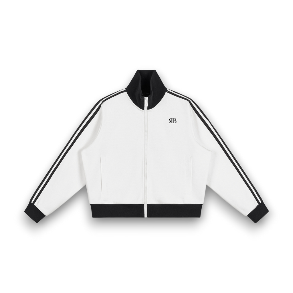 Side Stripe Fleece Cropped Track Jacket