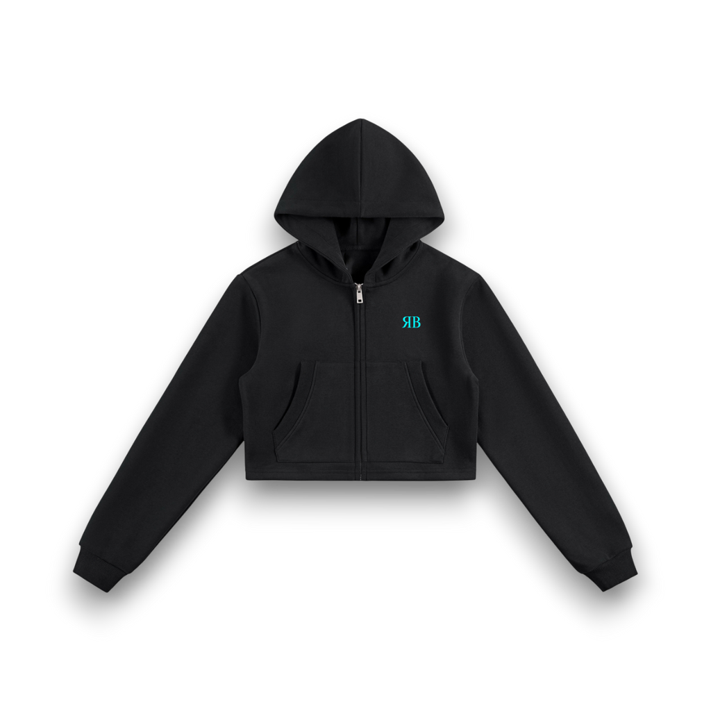 RBx Bunny Graffiti Women Cropped Zip-Up Hoodie