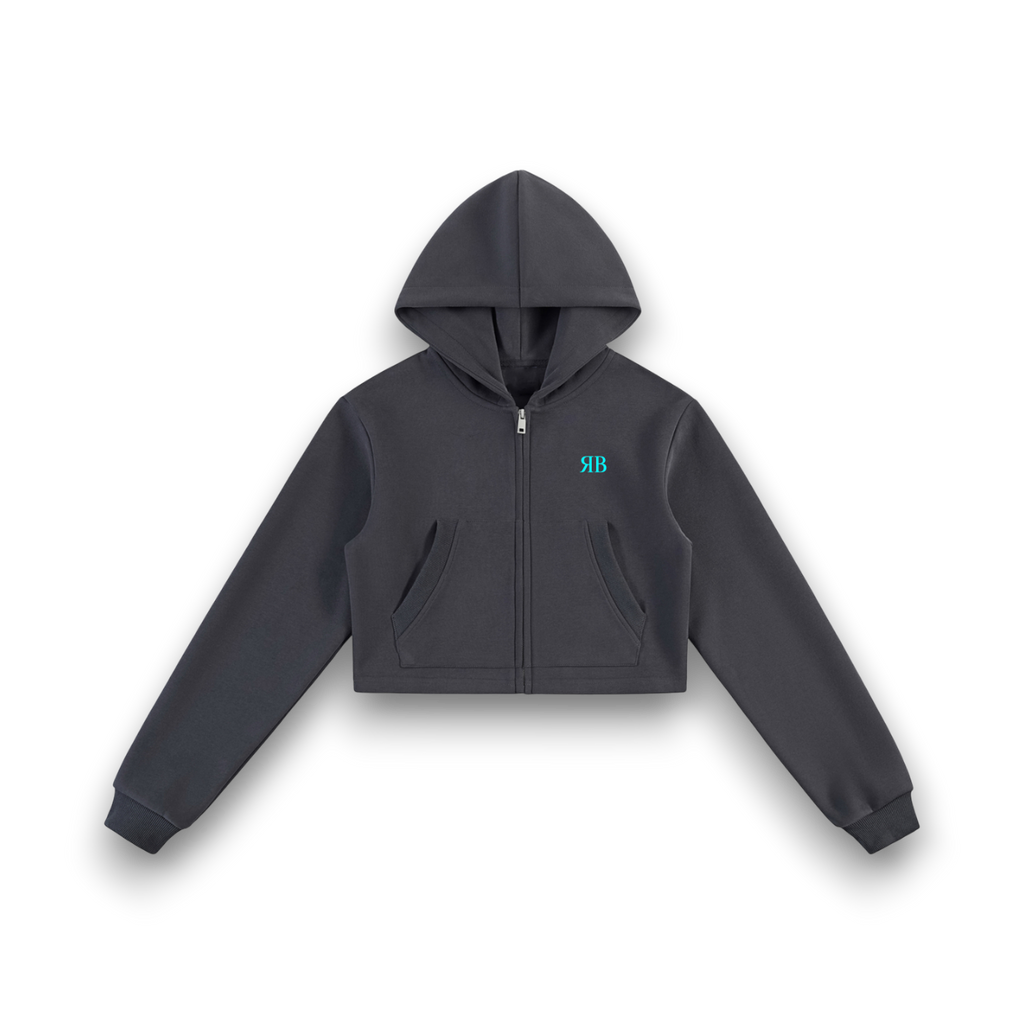 RBx Bunny Graffiti Women Cropped Zip-Up Hoodie