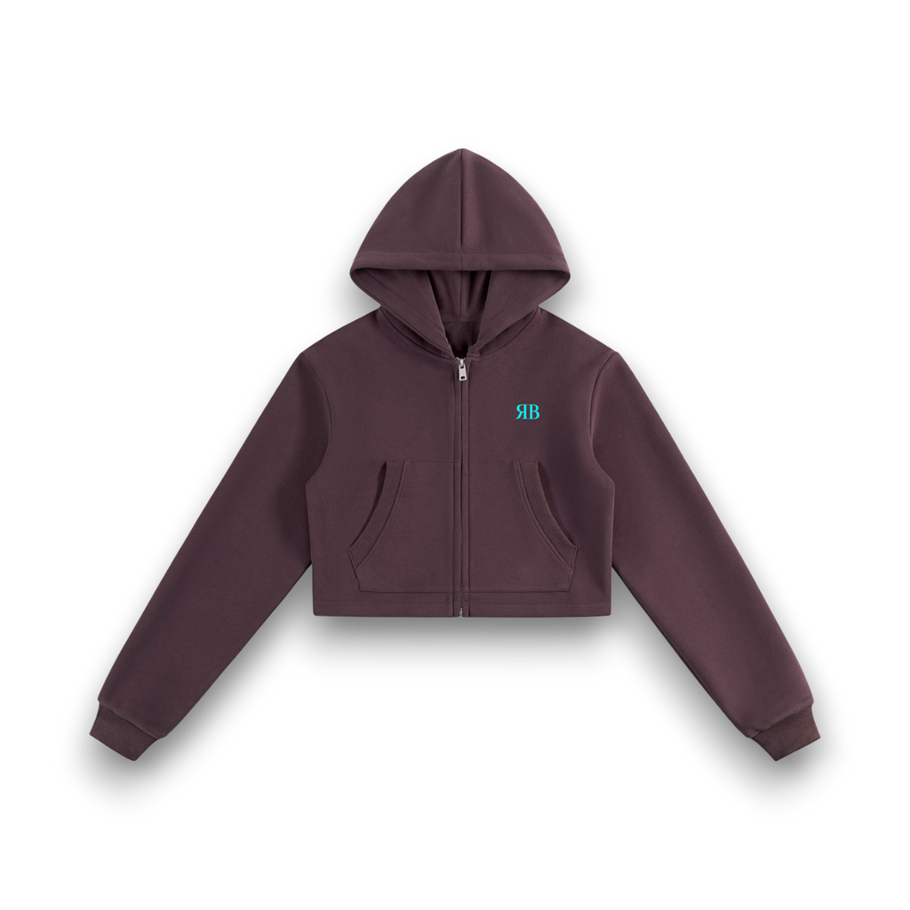 RBx Bunny Graffiti Women Cropped Zip-Up Hoodie