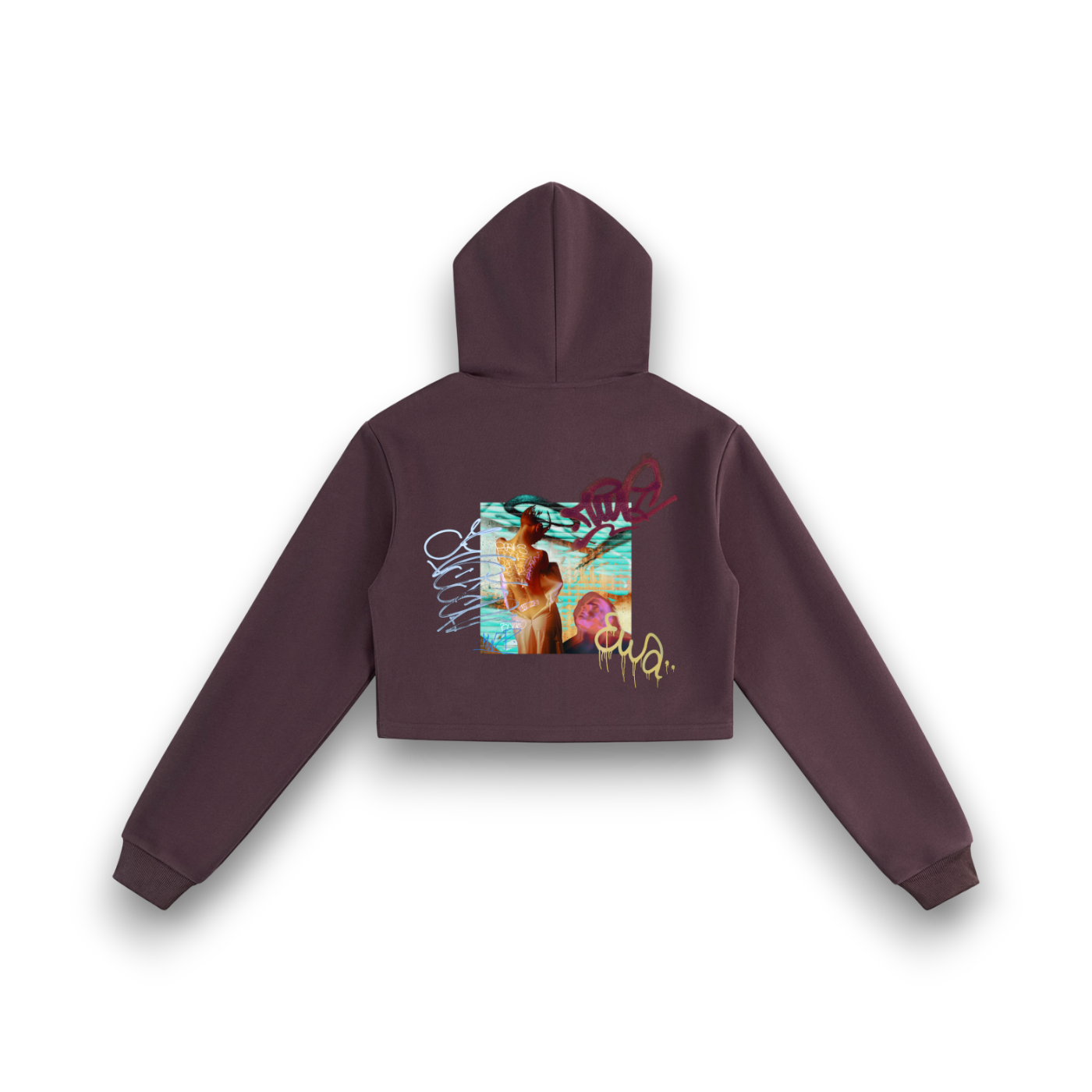 RBx Bunny Graffiti Women Cropped Zip-Up Hoodie