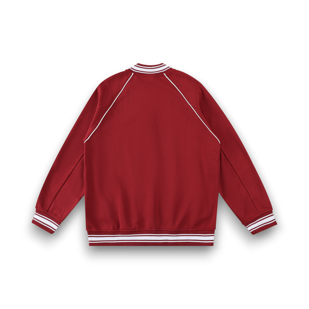RB Contrast Trim Raglan Varsity Brownie Jacket