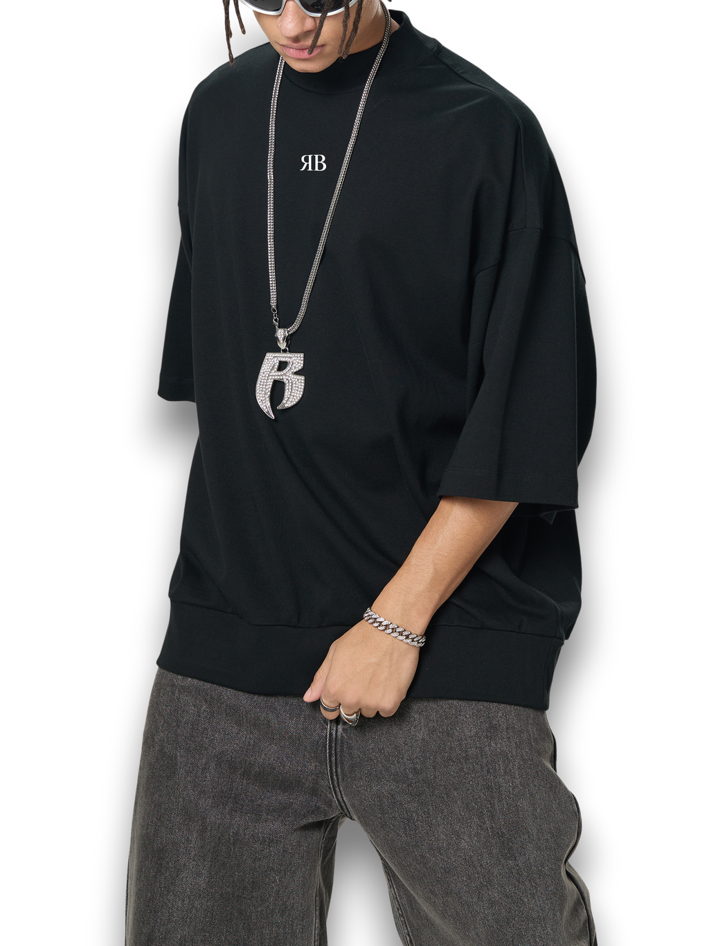 RB Heavyweight Oversized Mock Neck Tee