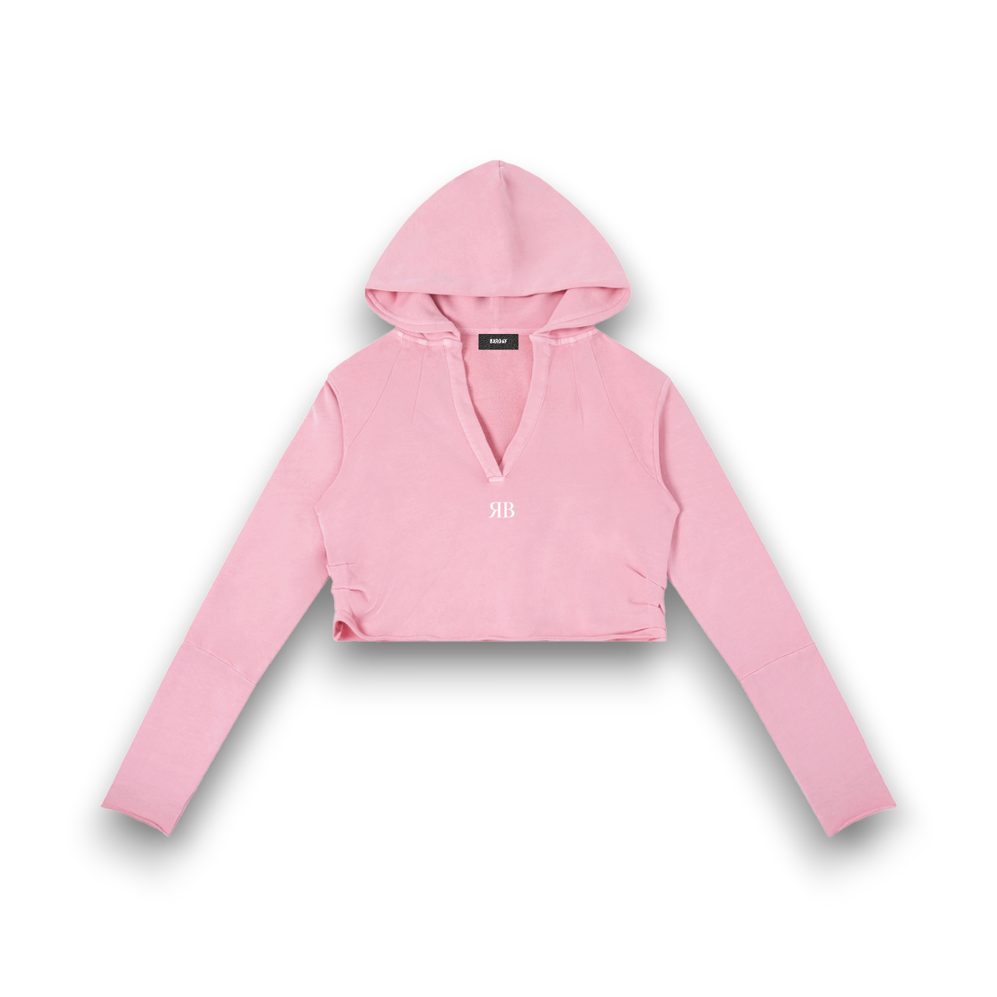 RB Vintage Washed Raw Edge Pink Hoodie