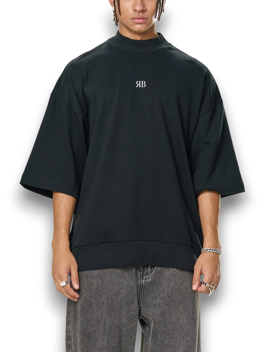RB Heavyweight Oversized Mock Neck Tee