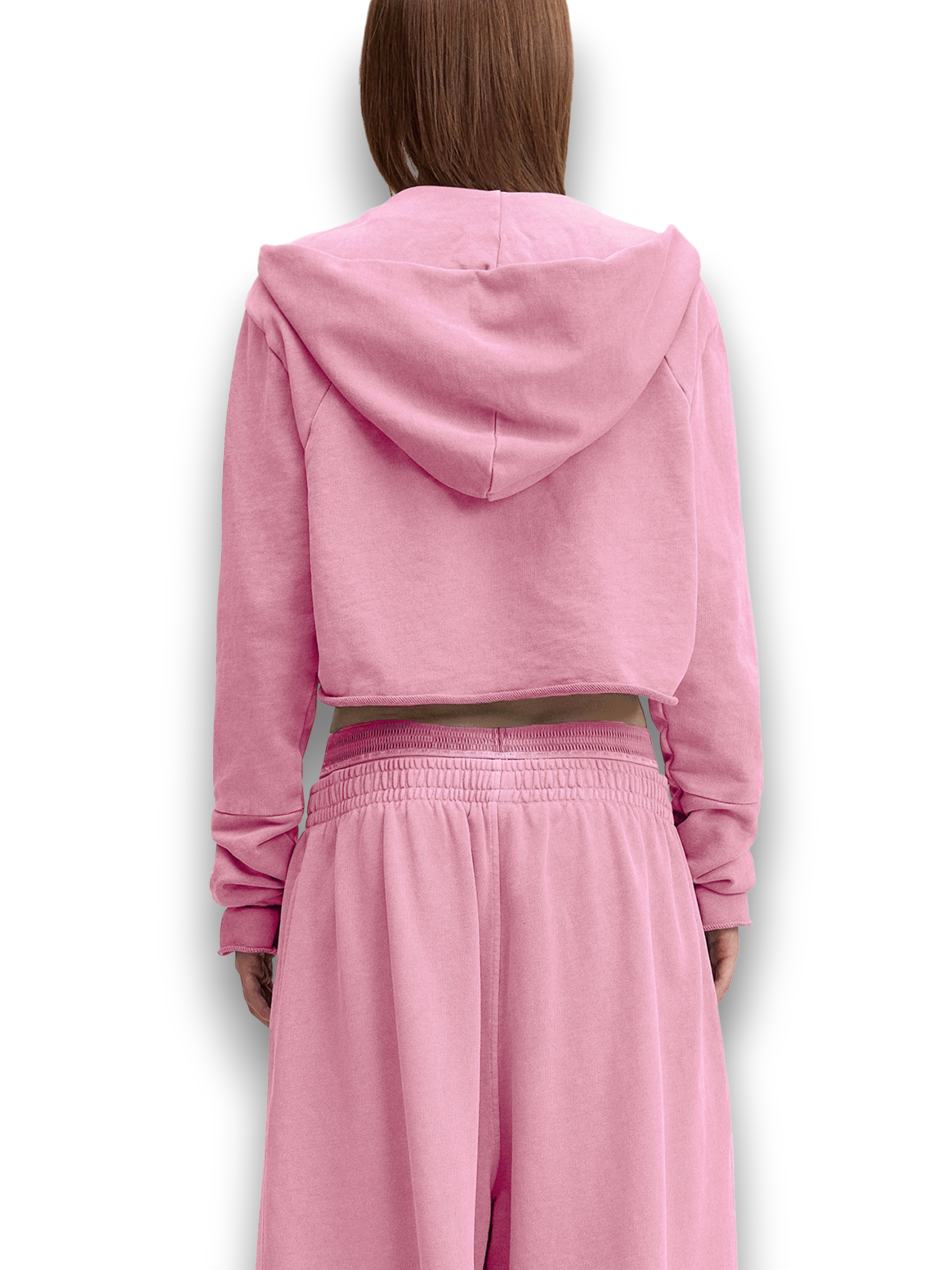 RB Vintage Washed Raw Edge Pink Hoodie