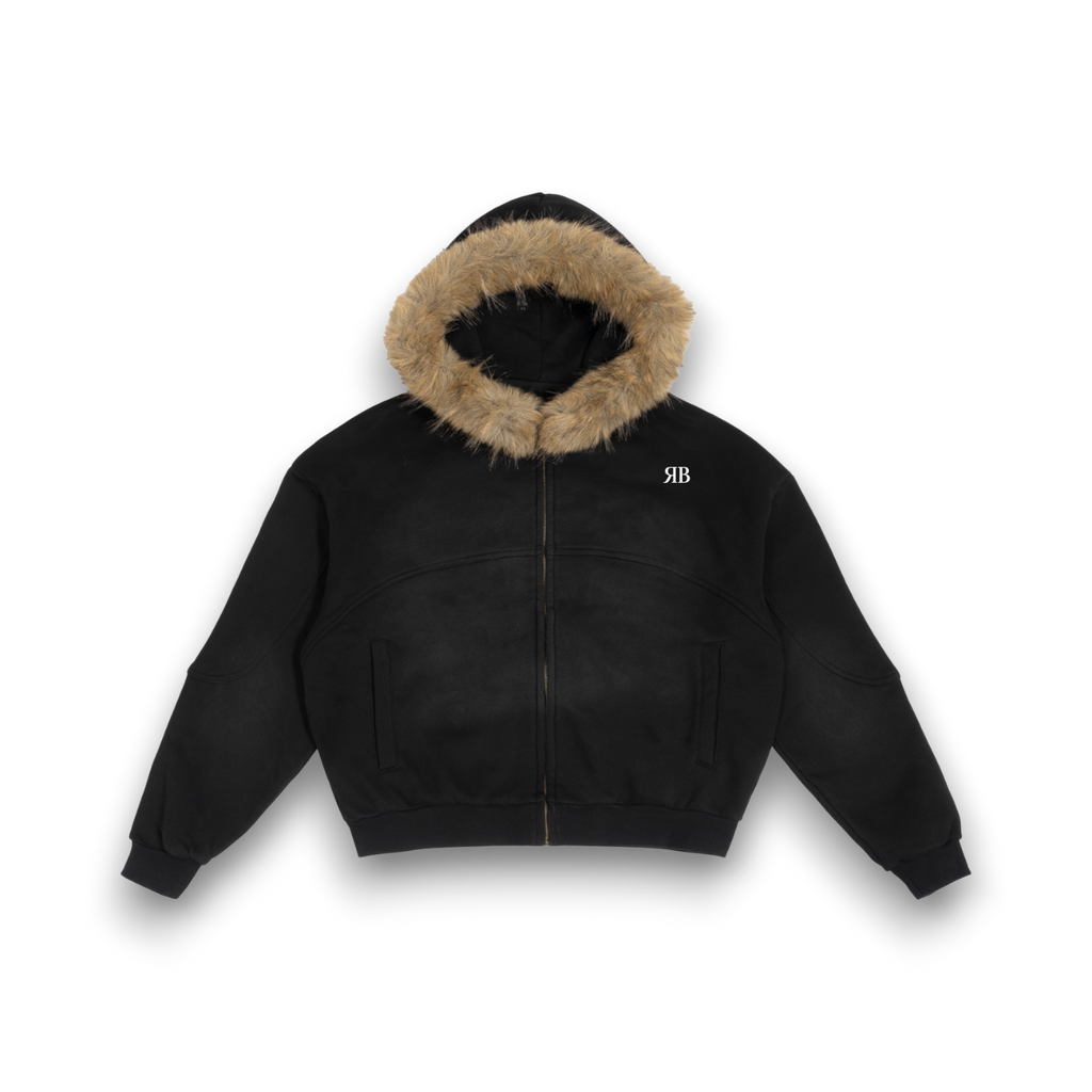 RB Sun Fade Boxy Detachable Fur Hoodie