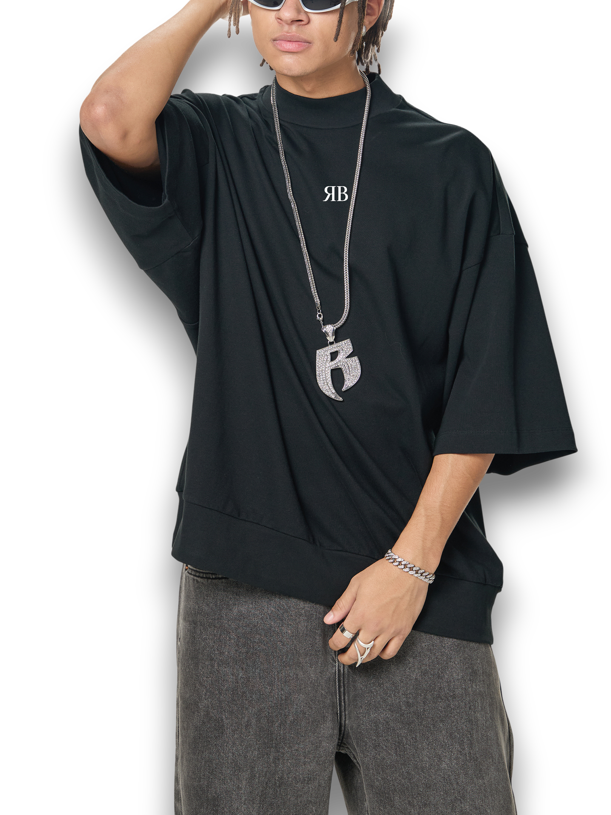 RB Heavyweight Oversized Mock Neck Tee