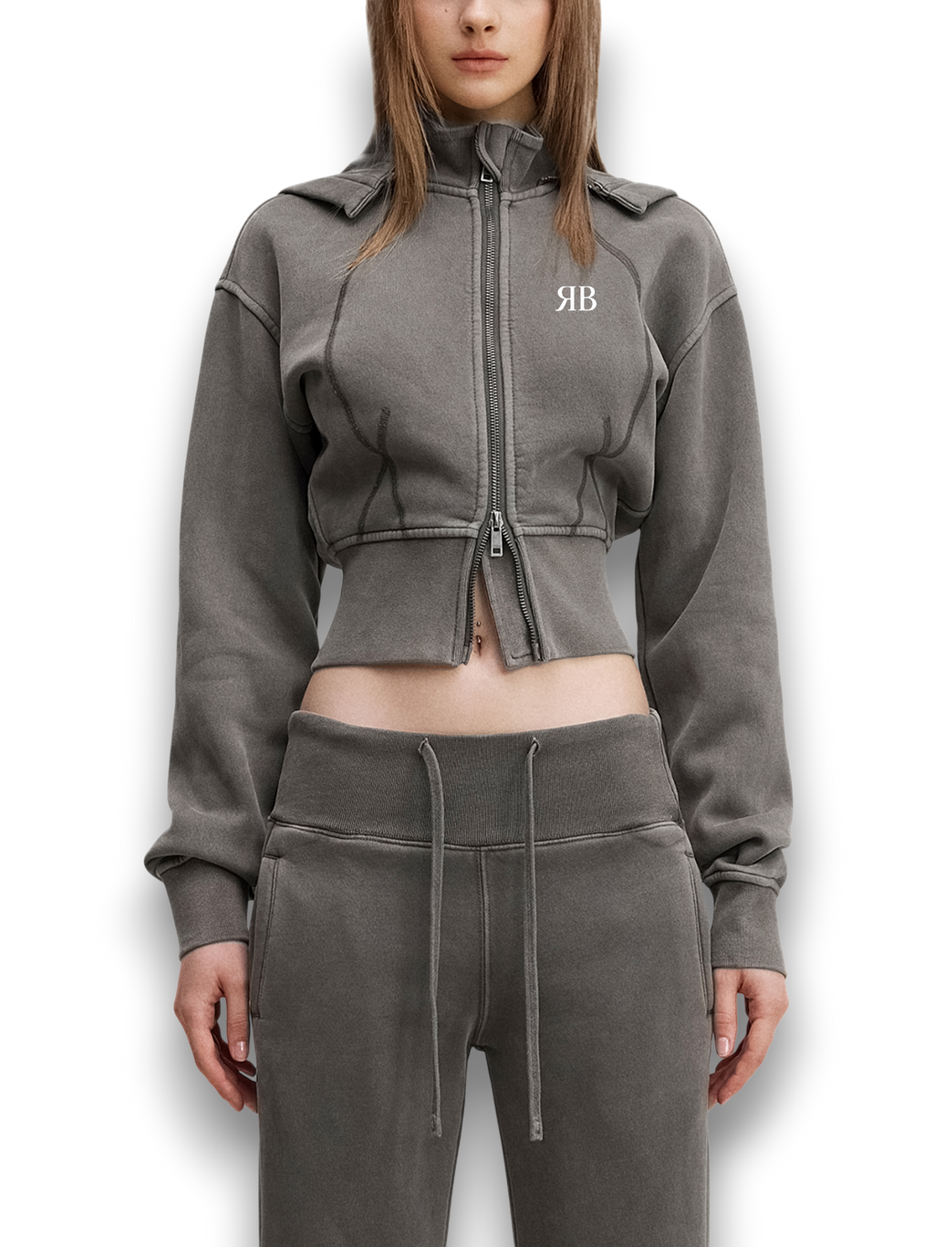 RB Vintage Washed Cropped Fleece Hoodie