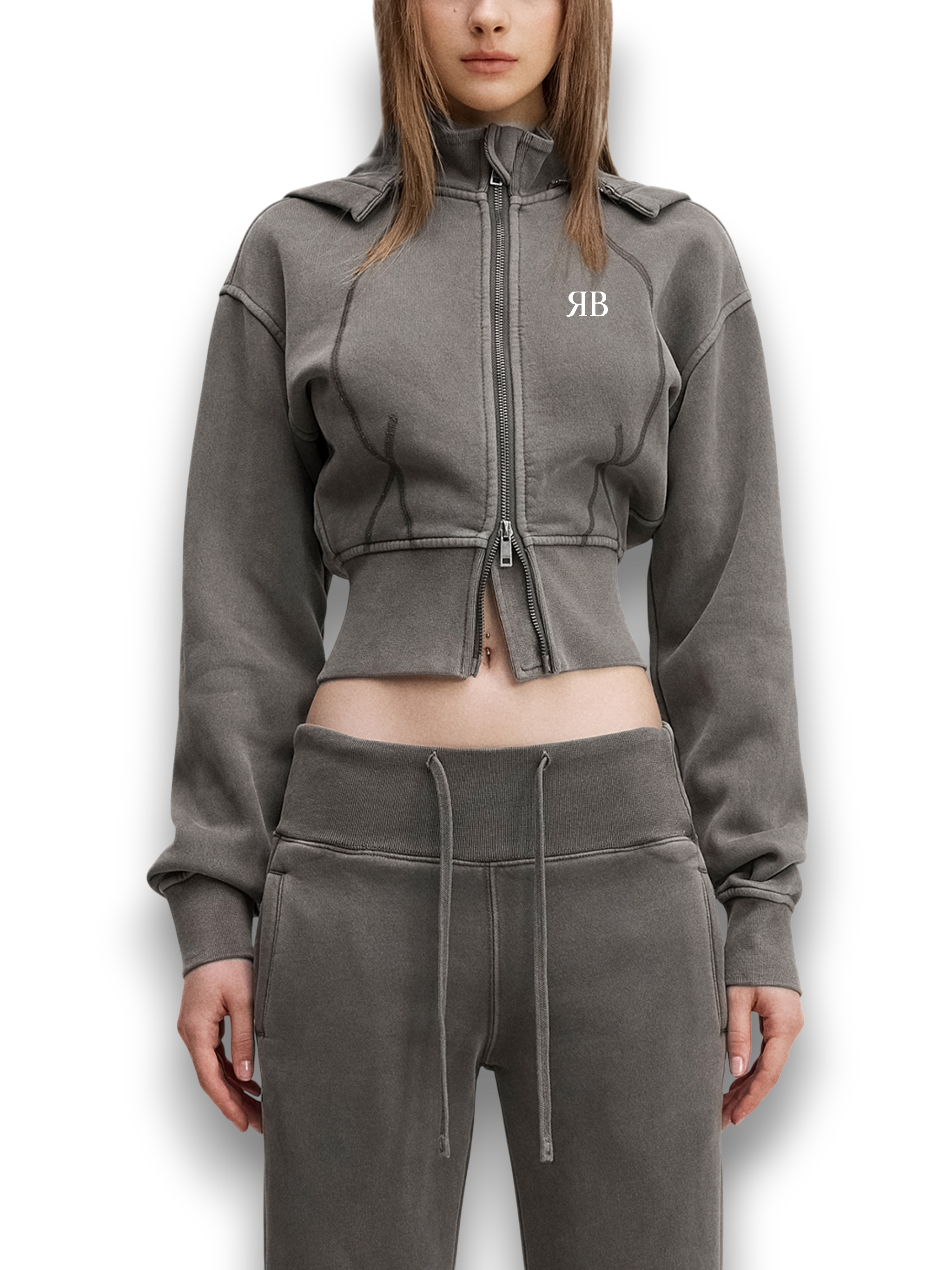 RB Vintage Washed Cropped Fleece Hoodie