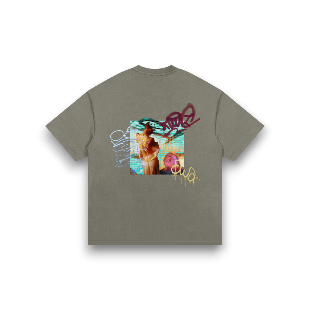 RB x Bunny Oversized Graffiti Grey Tee