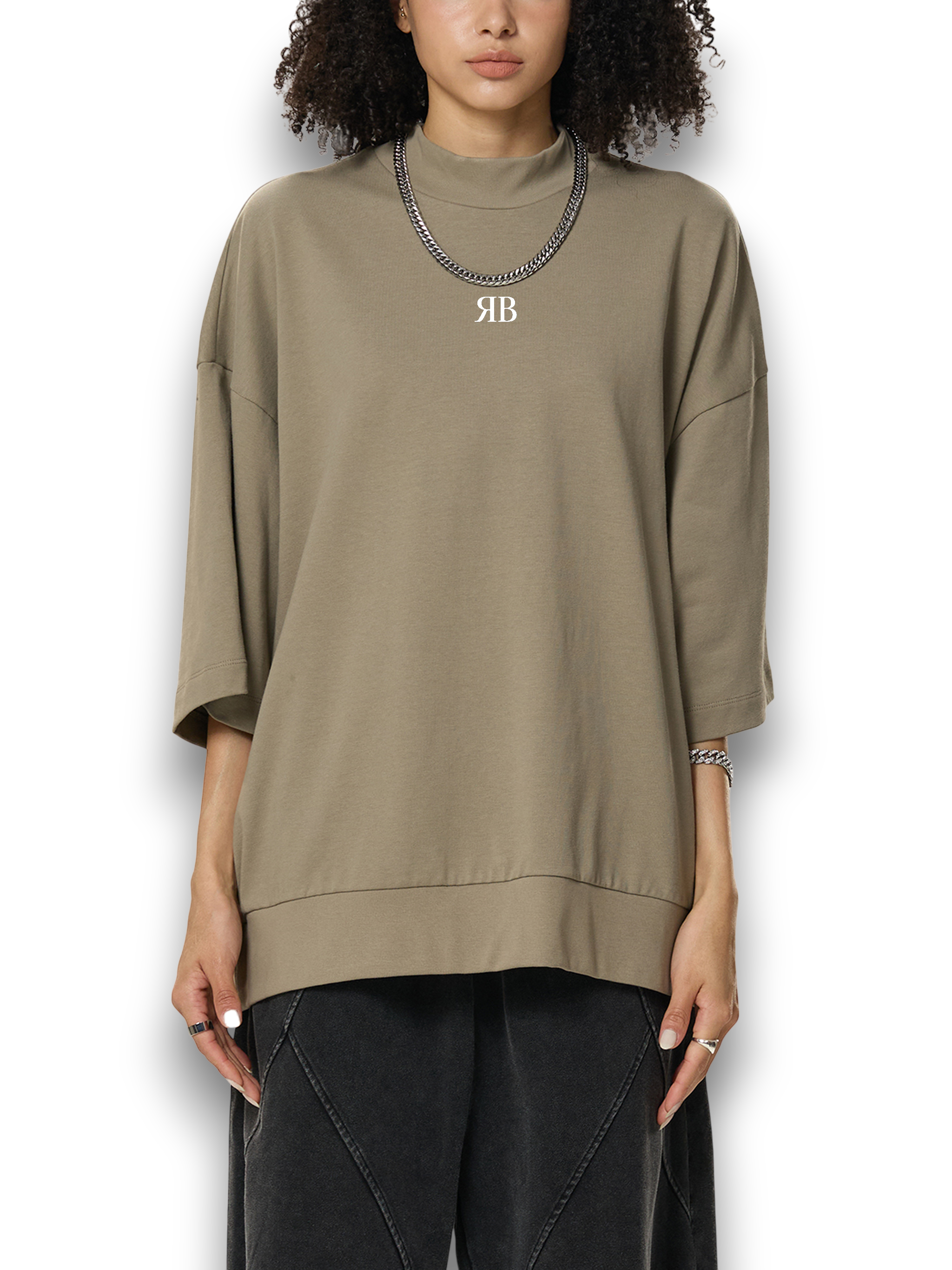 RB Heavyweight Oversized Mock Neck W Tee